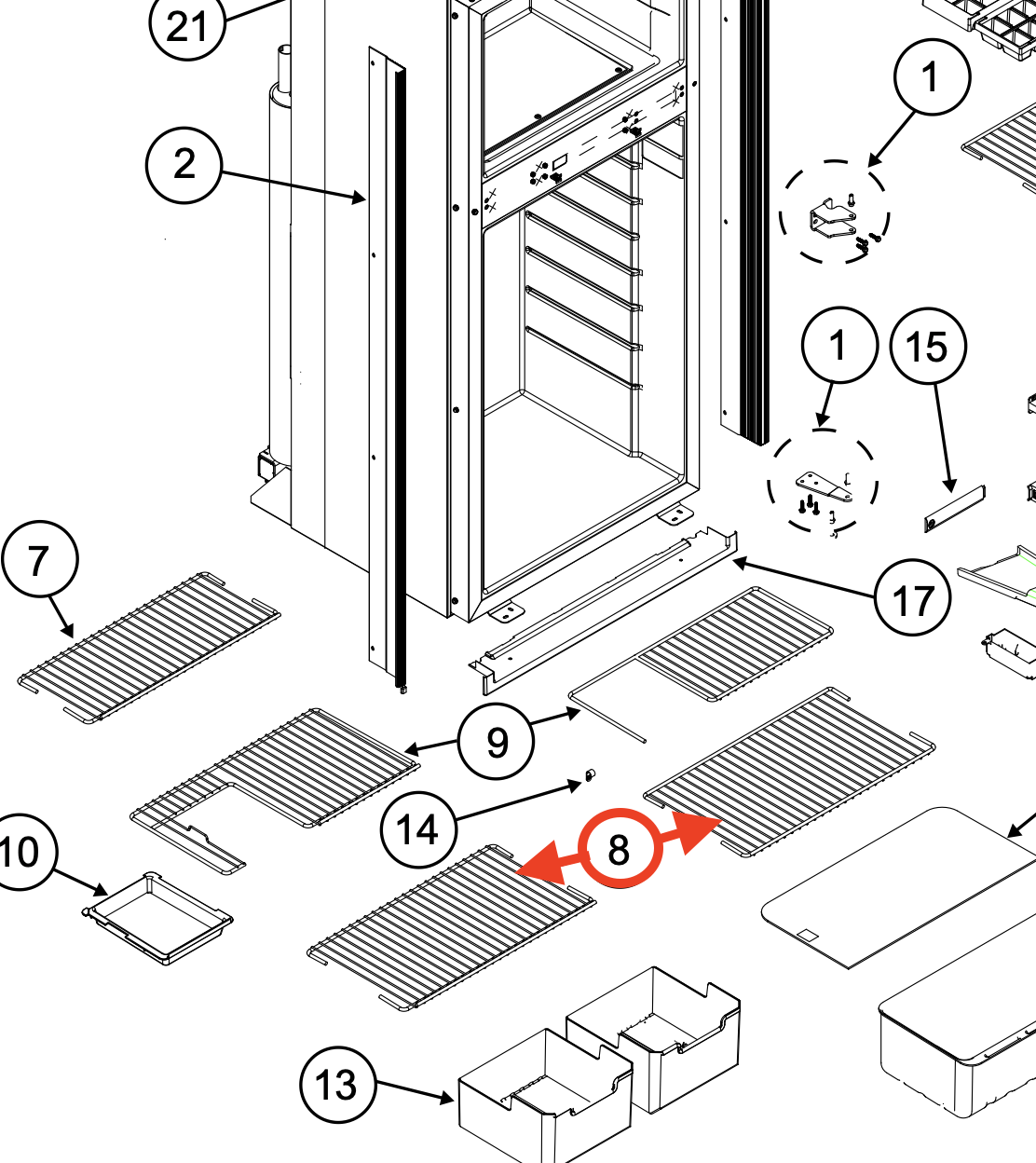 Norcold Lower Wire Rack Full 638481 (fits the N7V/ N7X/ N8V/ N8X