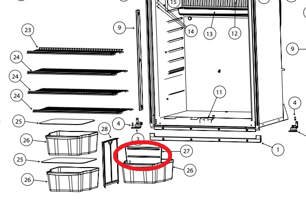 Norcold Crisper Bin Divider 628694 (fits the 1210) clear - RV
