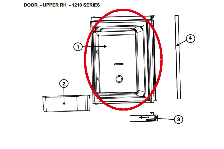 Norcold Upper Right Hand Door 627942 (fits the 1210 model) - panel