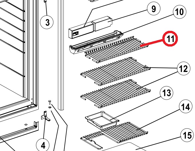 Norcold Short Upper Wire Shelf 632448 (fits the N641/ N841 models