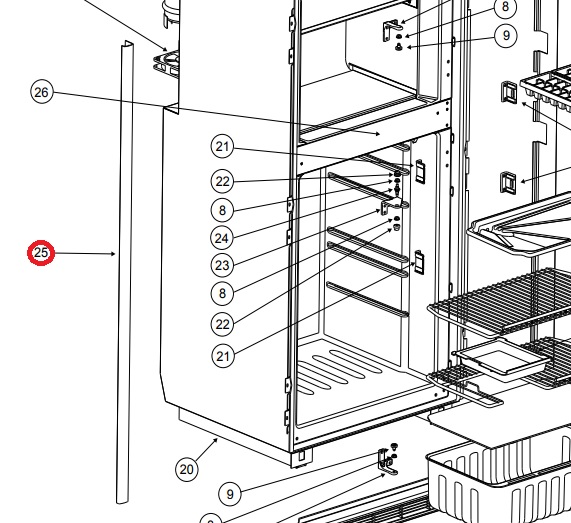 lastページ Norcold Side Trim 623129 (fits DE0061) left hand side - RV Fridge Guys