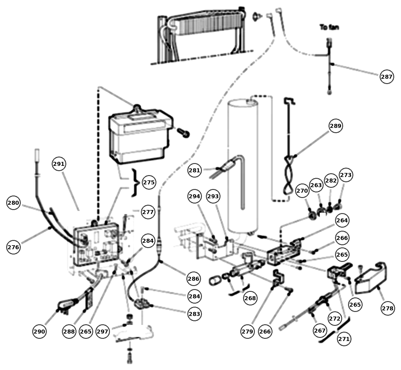 Dometic DM2852 Burner, Gas Valve & Electrical exploded parts diagram