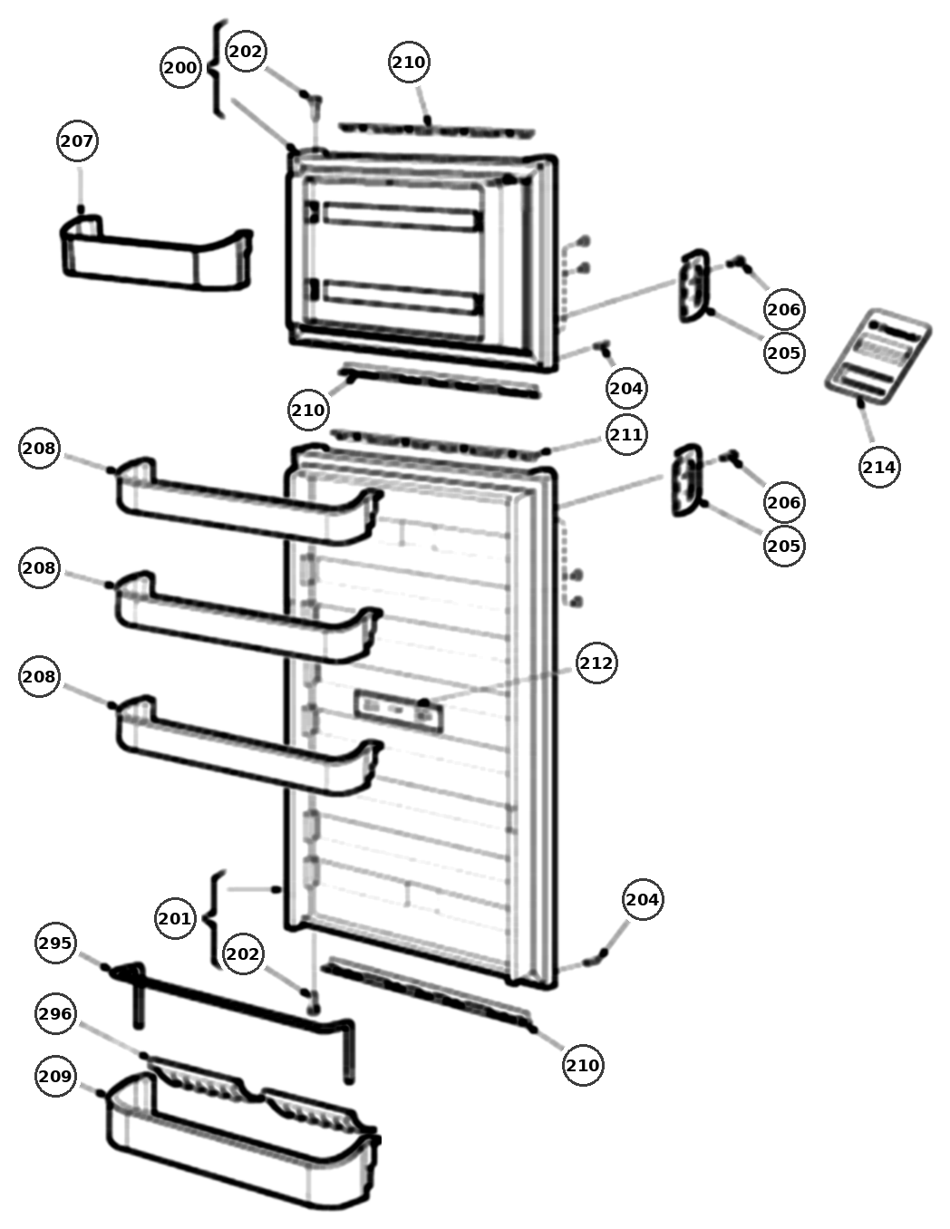 Dometic DM2852 Doors & Door Bins exploded parts diagram
