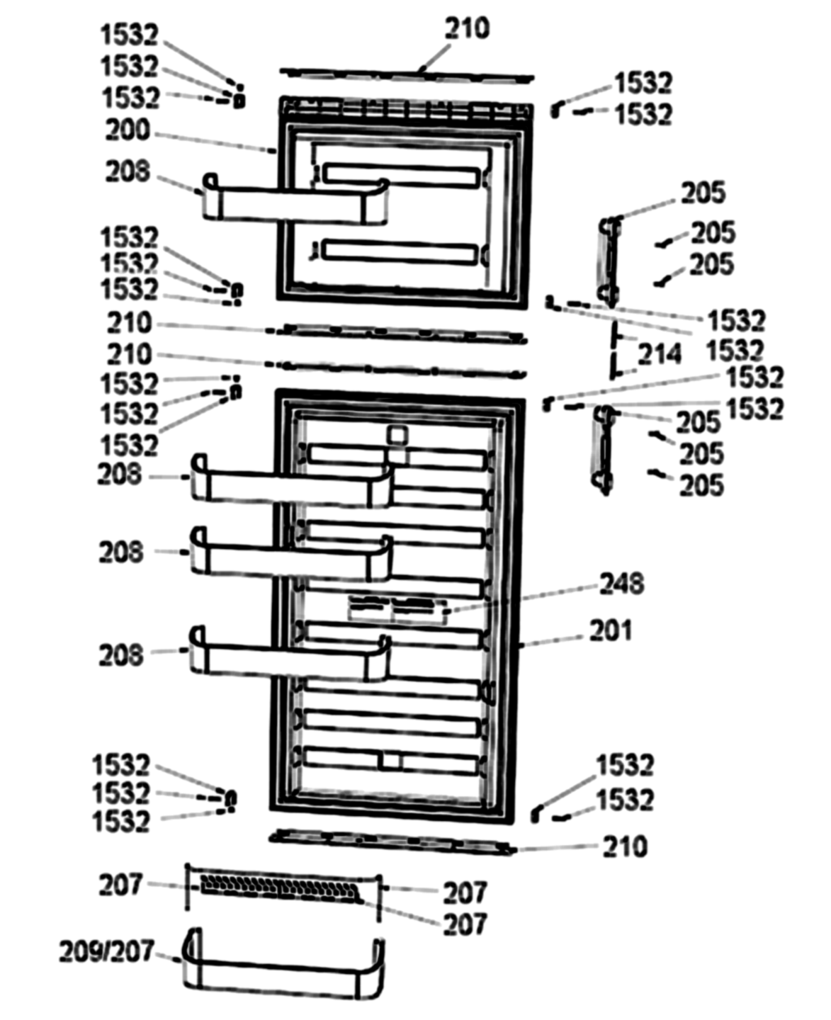 Dometic DM2882 Doors & Door Bins exploded parts diagram