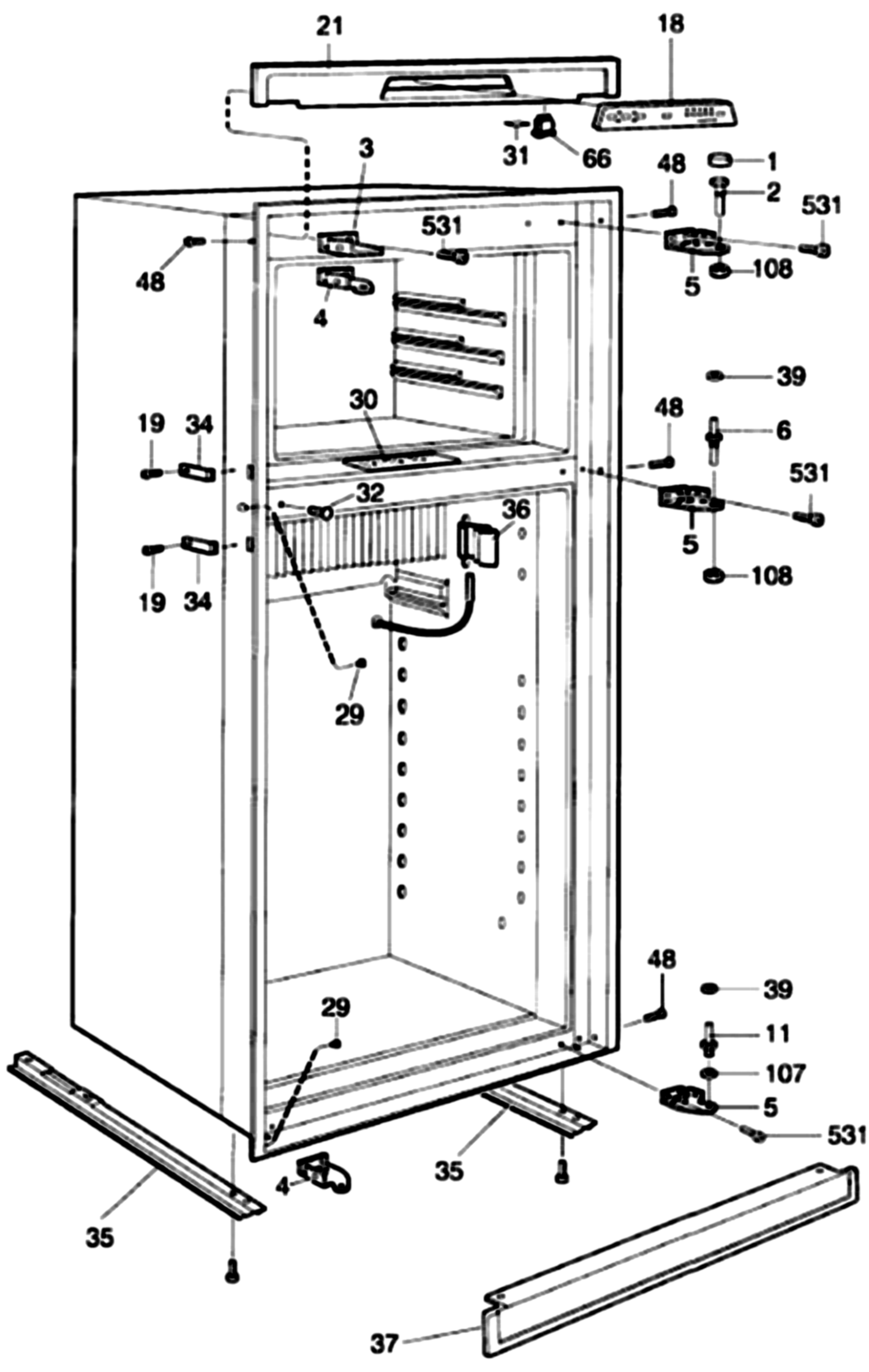 Dometic RM2862 Cabinet, Trim & Hinges exploded parts diagram