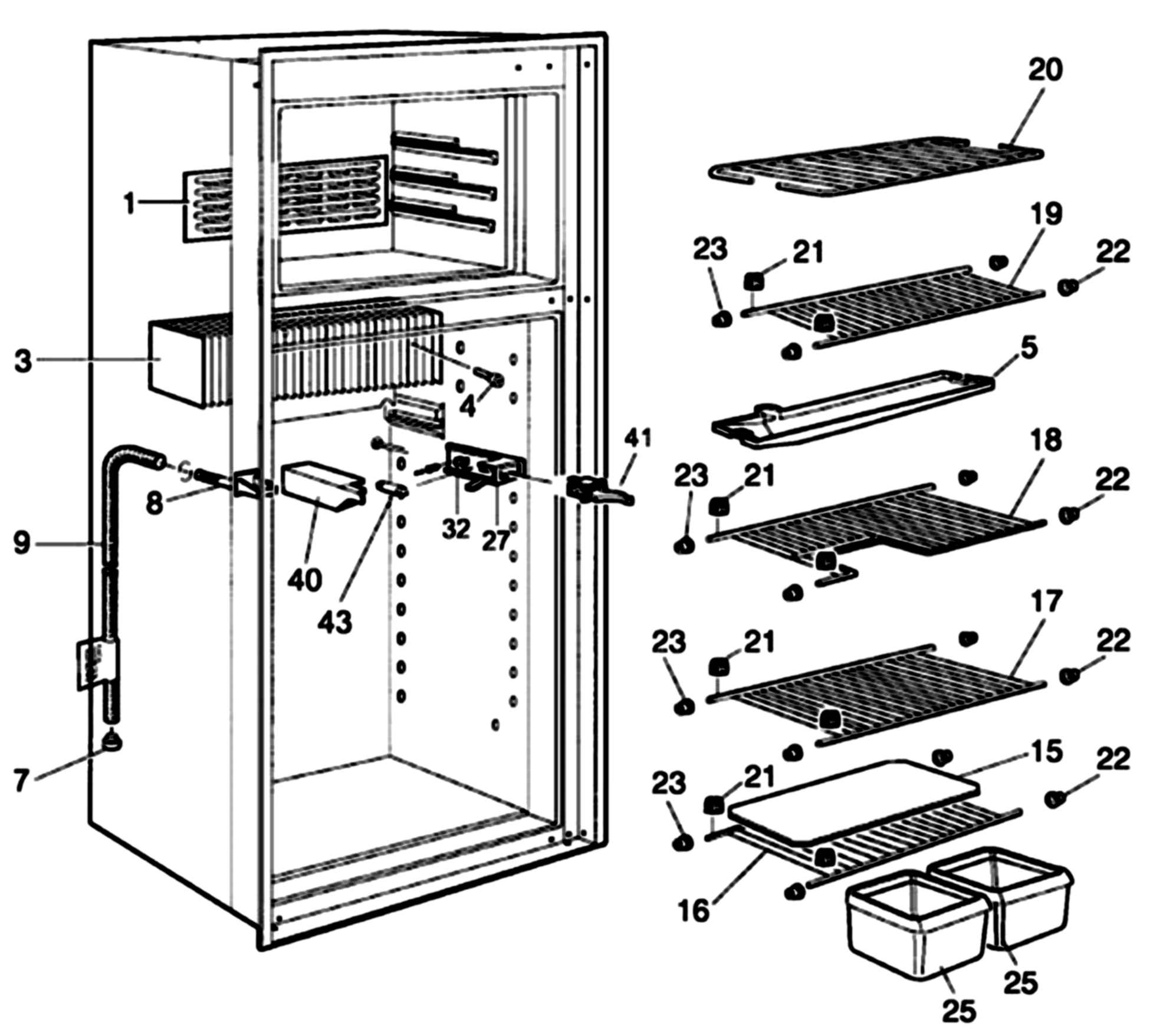 Dometic RM2862 Interior Shelves & Light exploded parts diagram