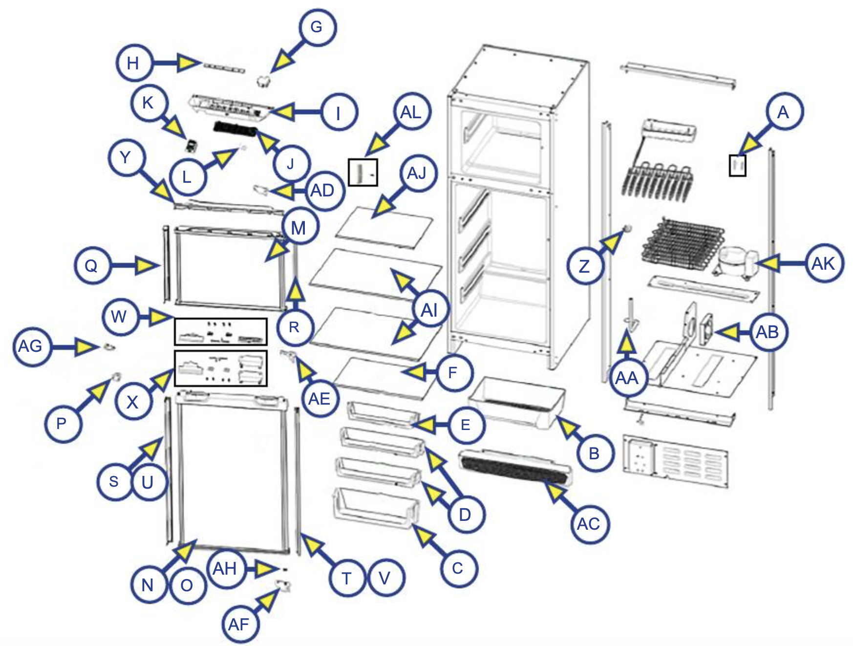 Furrion Arctic 8 & 10 cu. ft. exploded parts diagram