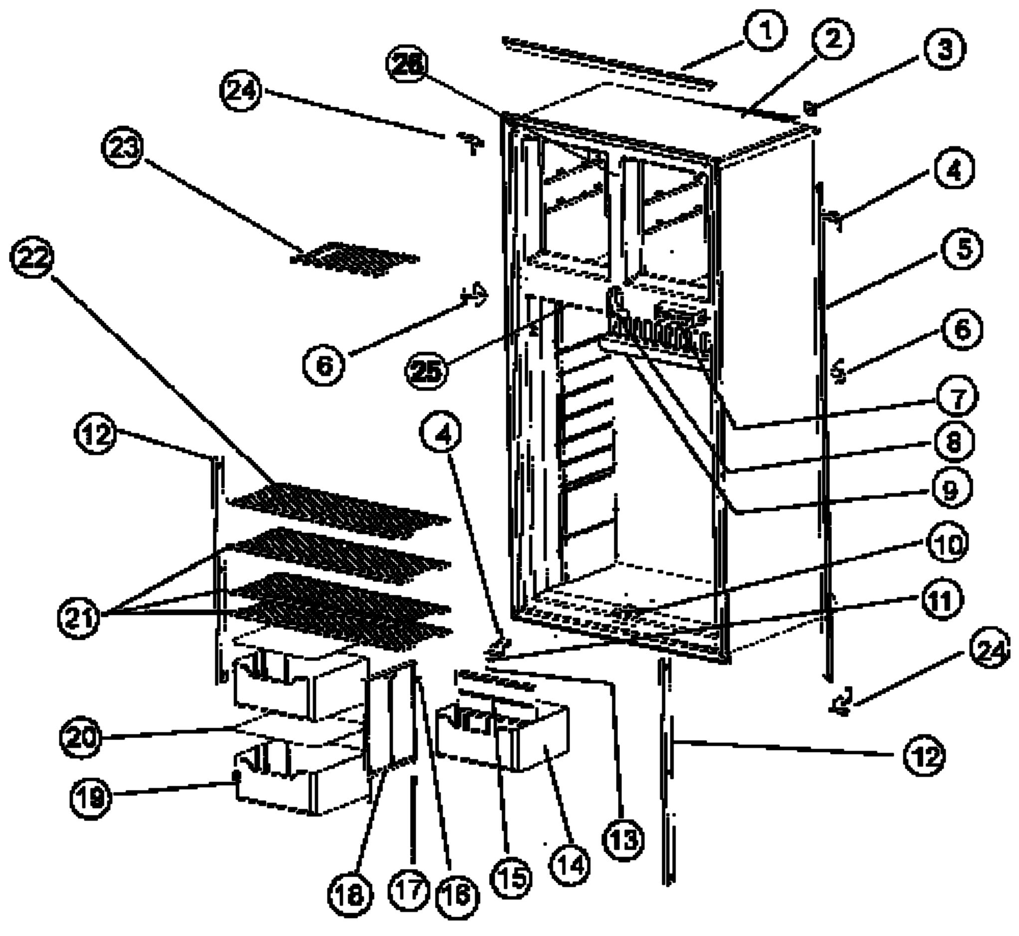Norcold Cabinet (Front View) exploded parts diagram