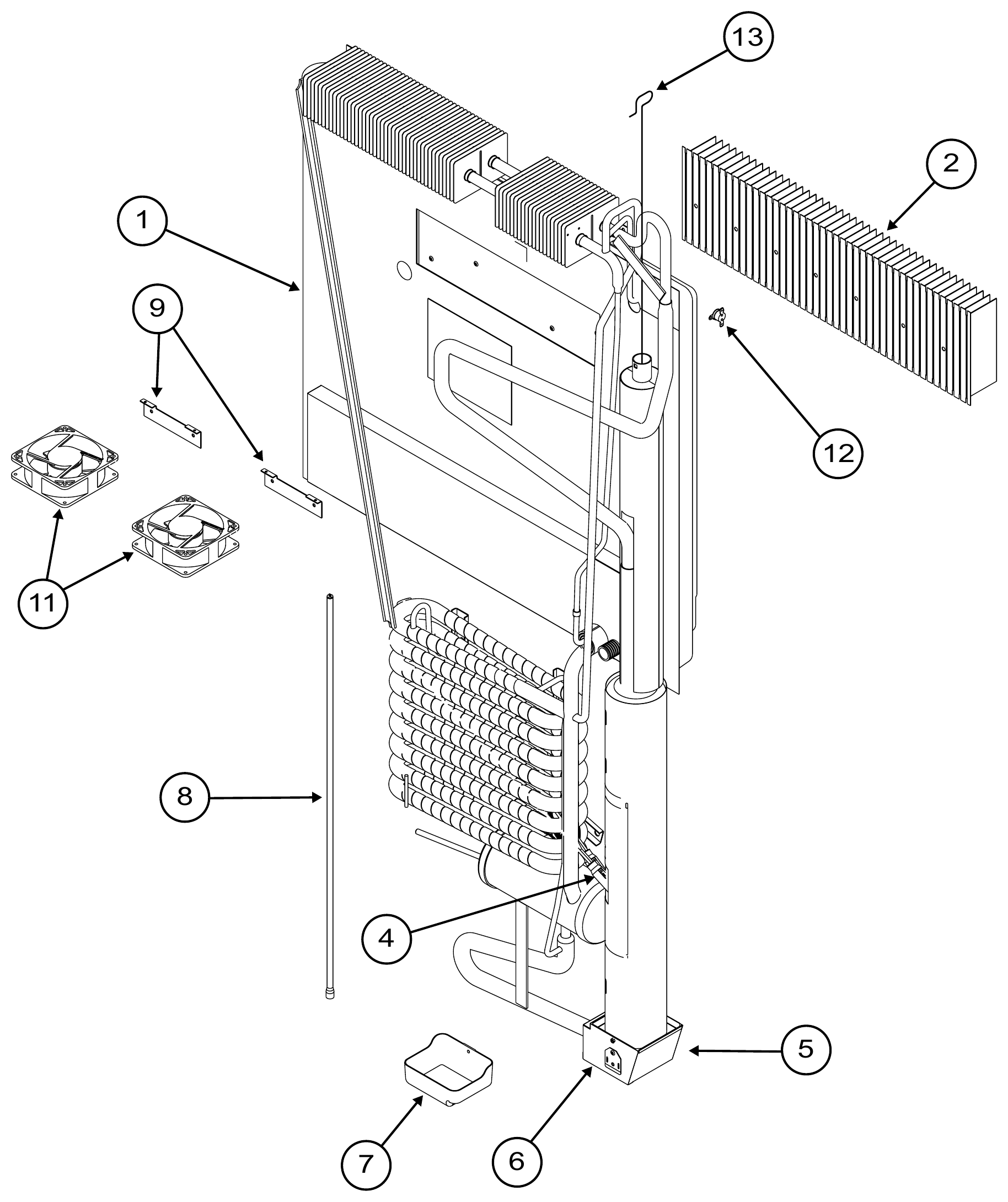 Norcold Cooling Unit & Rear exploded parts diagram