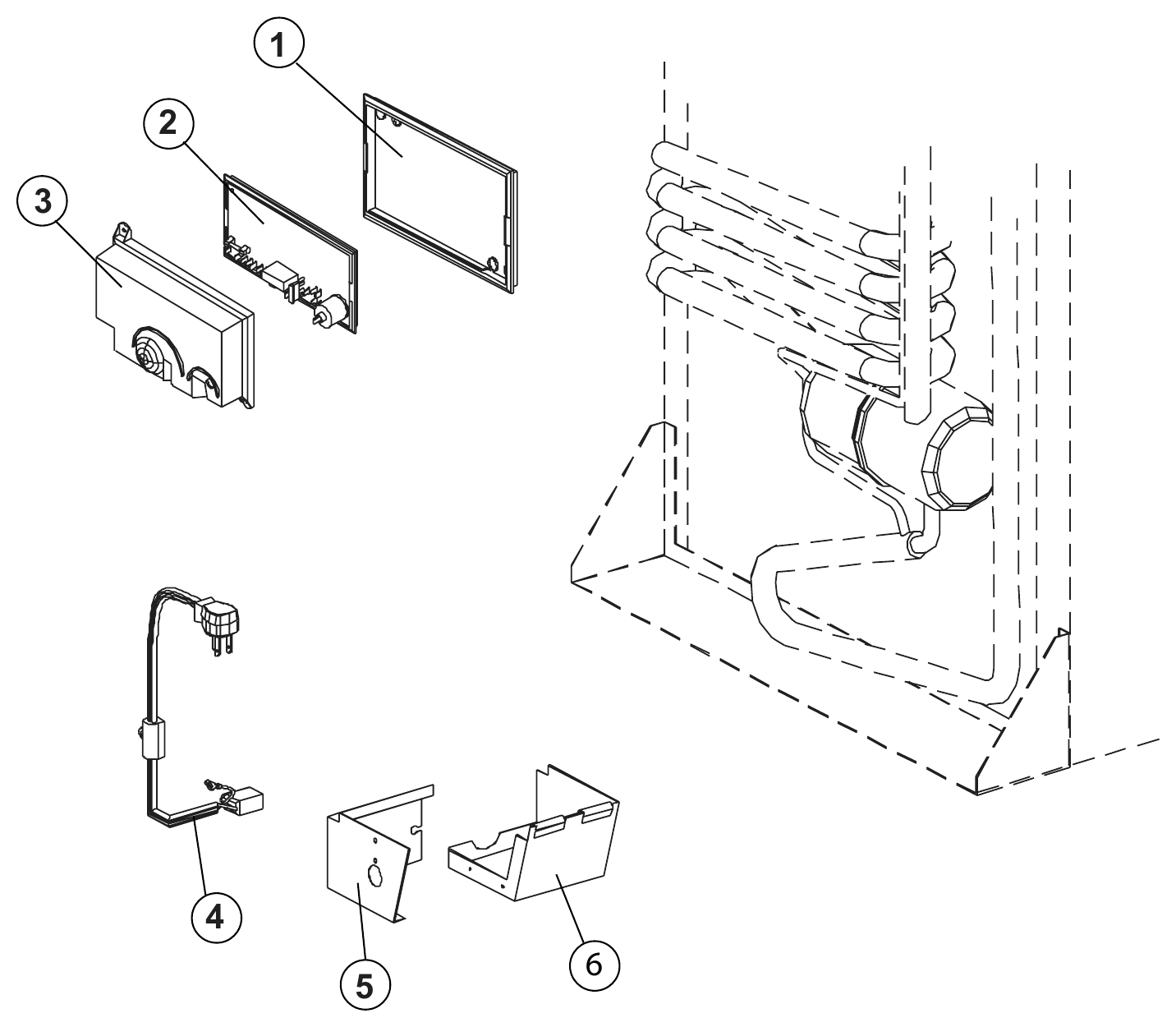 Norcold Rear Controls (1210AC All-Electric) exploded parts diagram