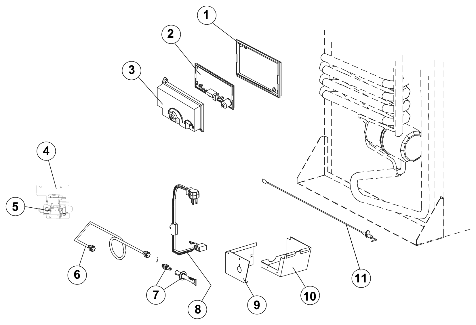 Norcold Rear Controls (Gas/Electric Models) exploded parts diagram