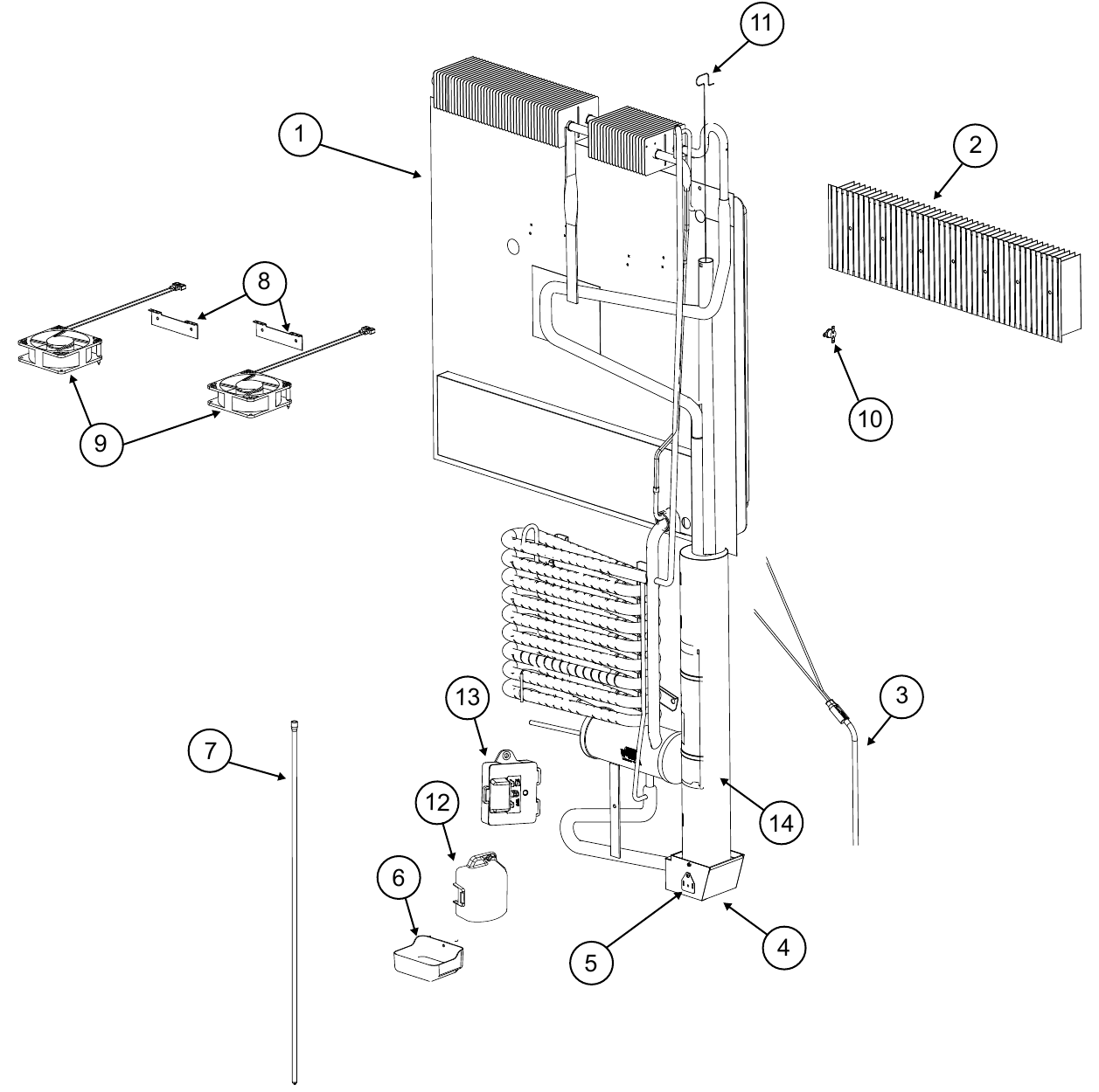 Norcold Cooling Unit & Rear Components exploded parts diagram