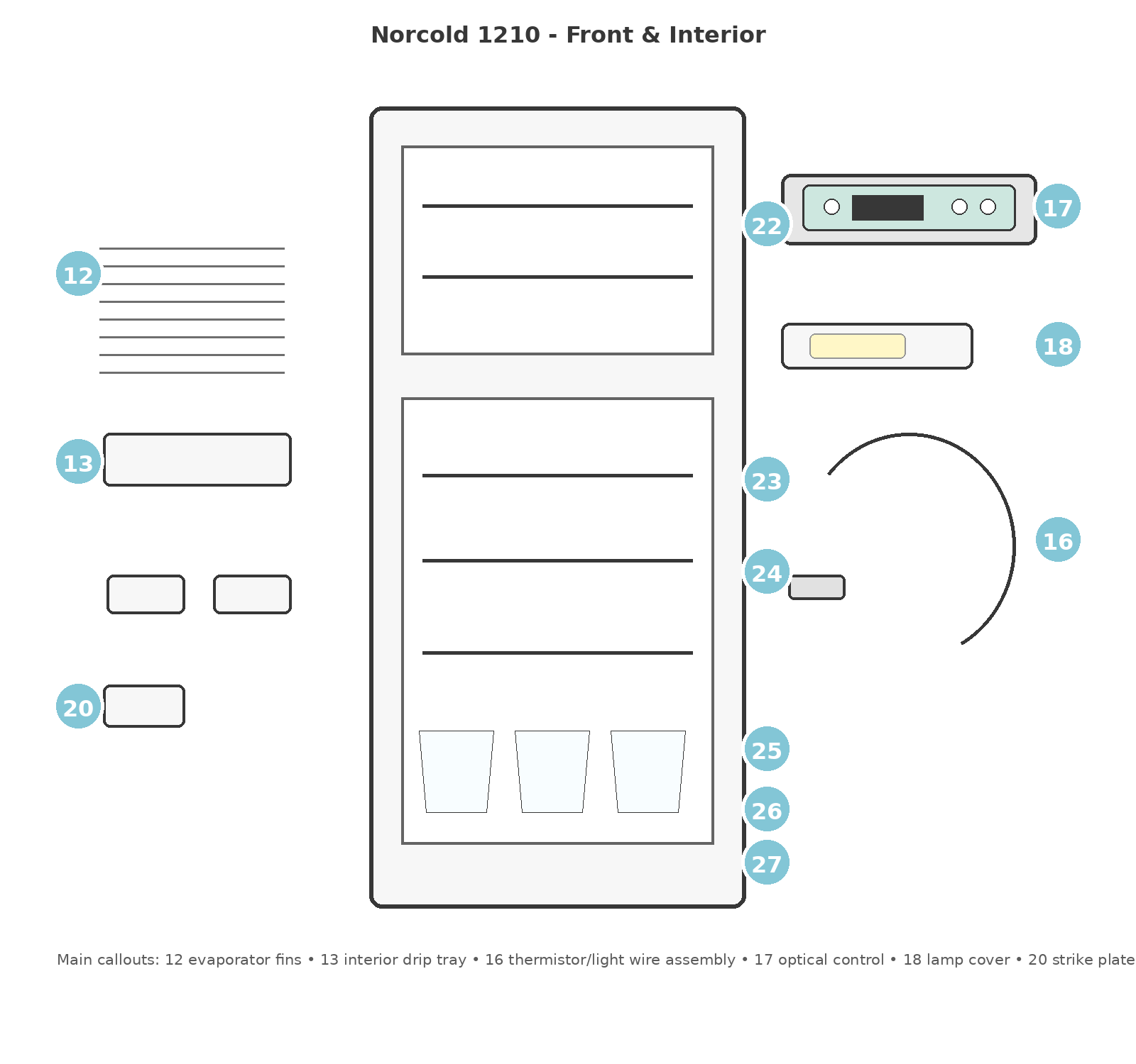 Norcold 1210 front interior parts diagram