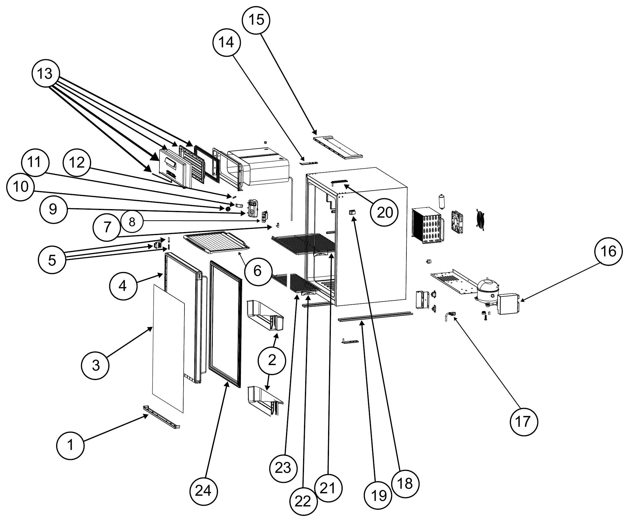 Norcold DC105 Full Assembly exploded parts diagram