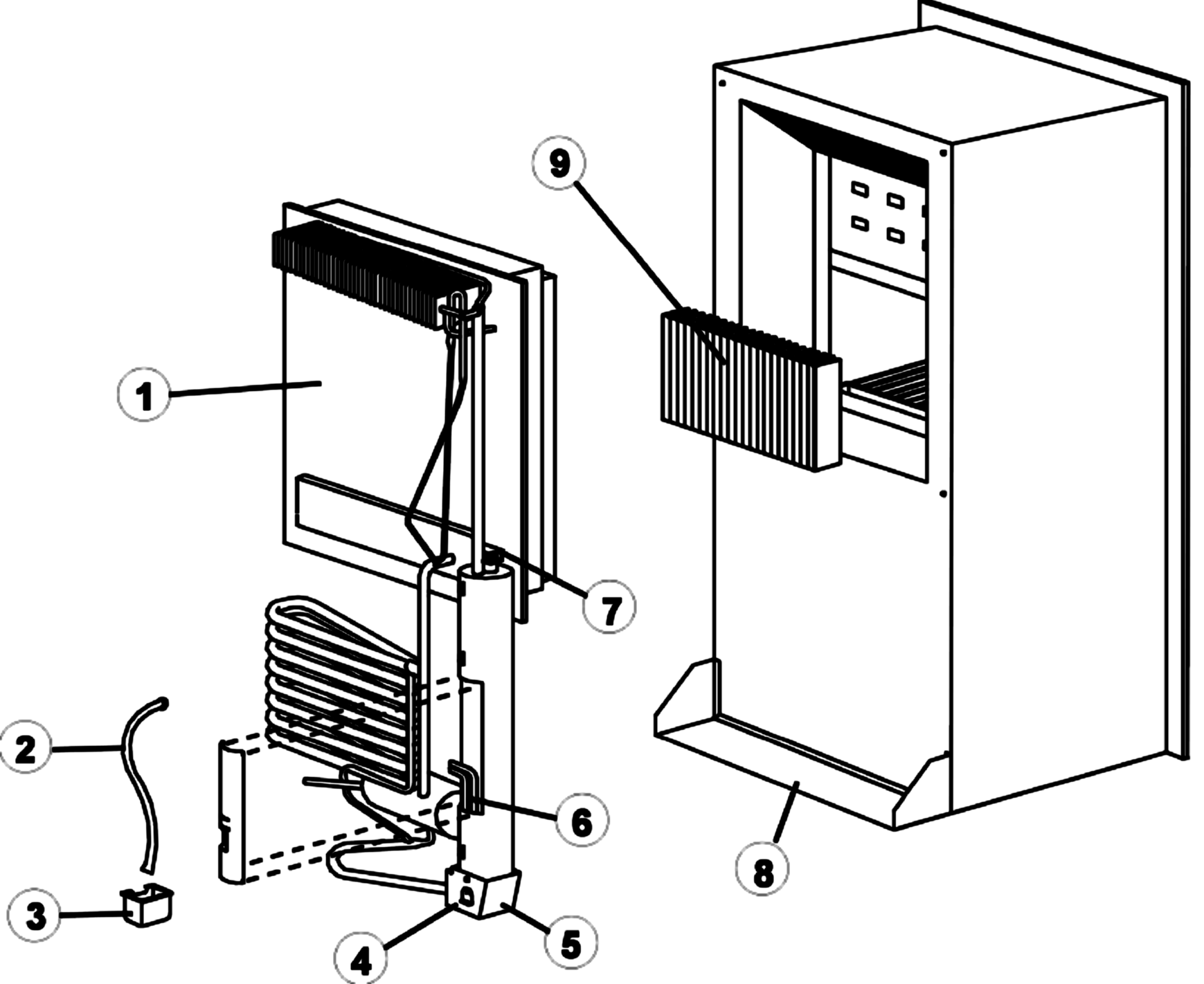 Norcold Cooling Unit & Rear exploded parts diagram