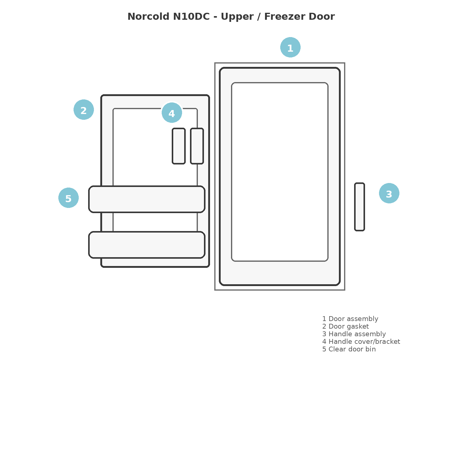 Norcold N10DC upper freezer door parts diagram