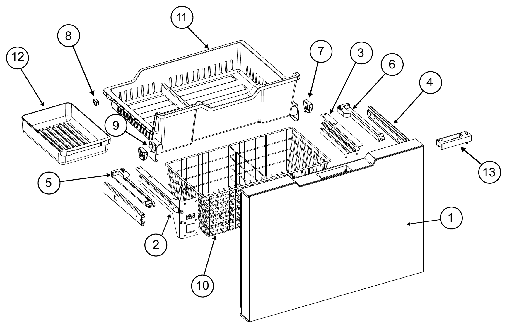 Norcold Freezer Drawer exploded parts diagram