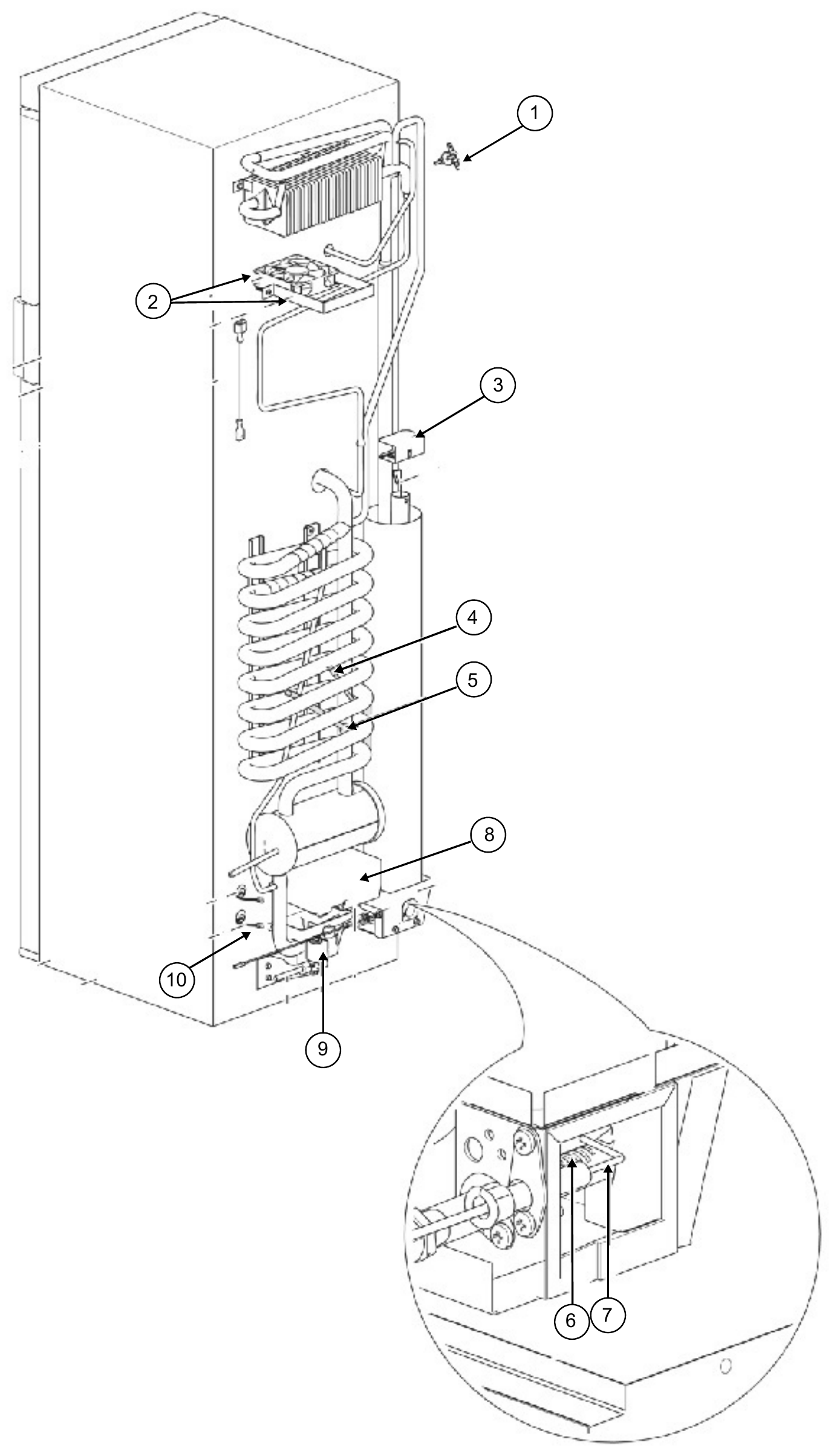 Norcold N4141 Rear Components exploded parts diagram