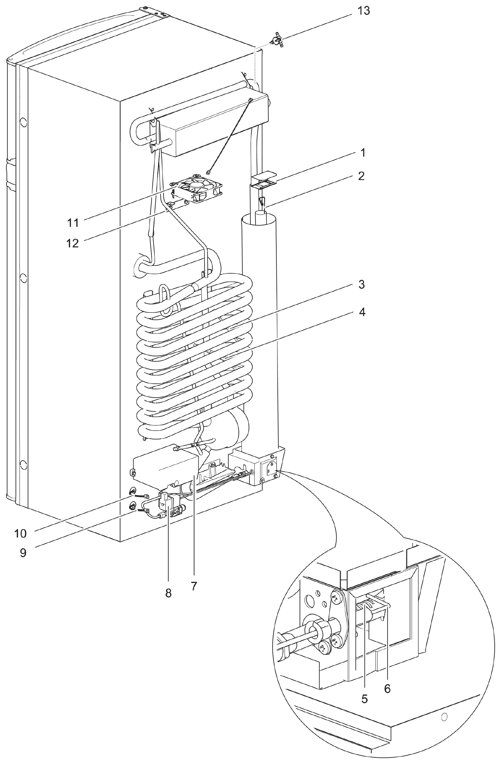Norcold N4150 Rear Components exploded parts diagram