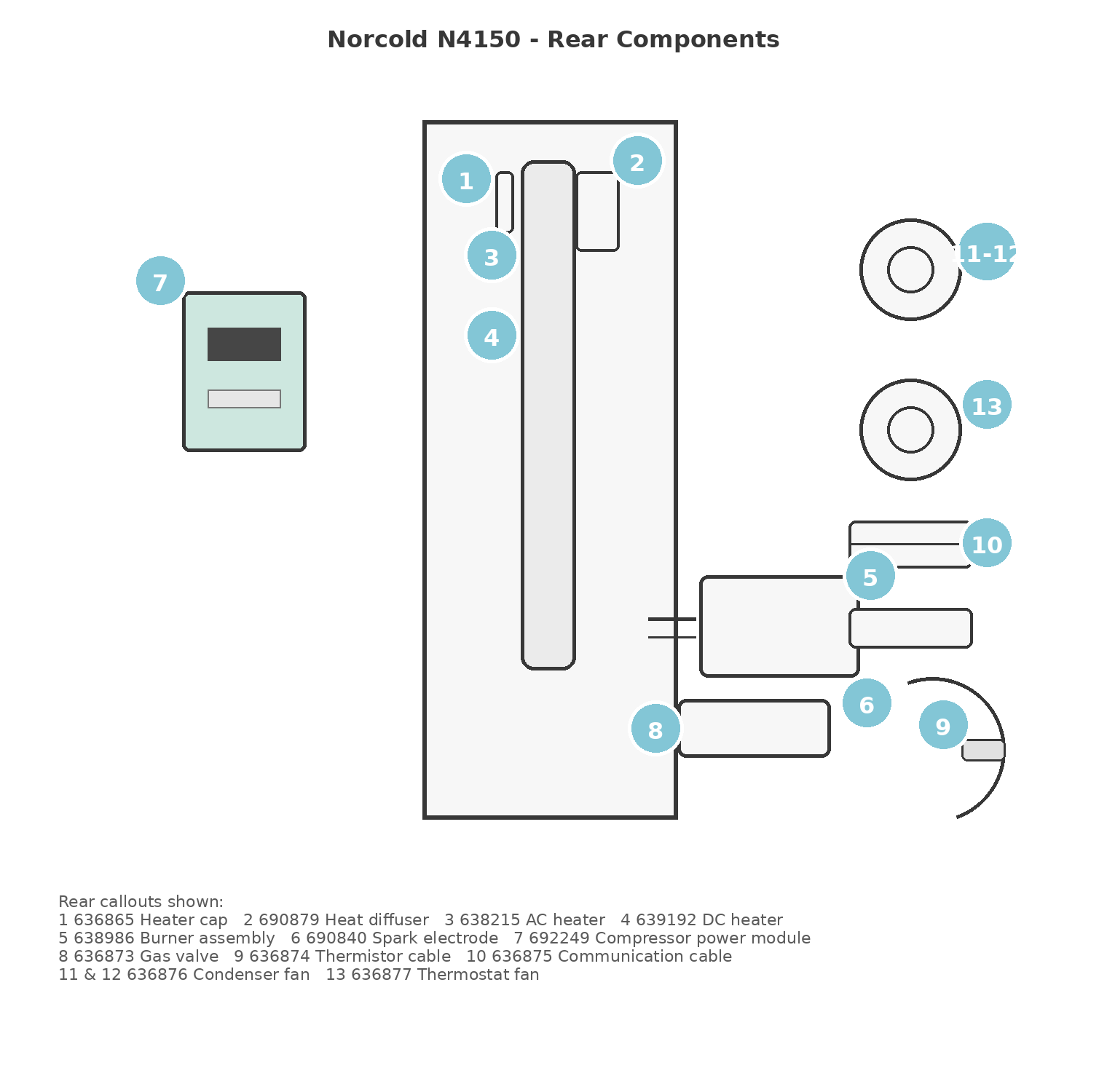 Norcold N4150 rear parts diagram