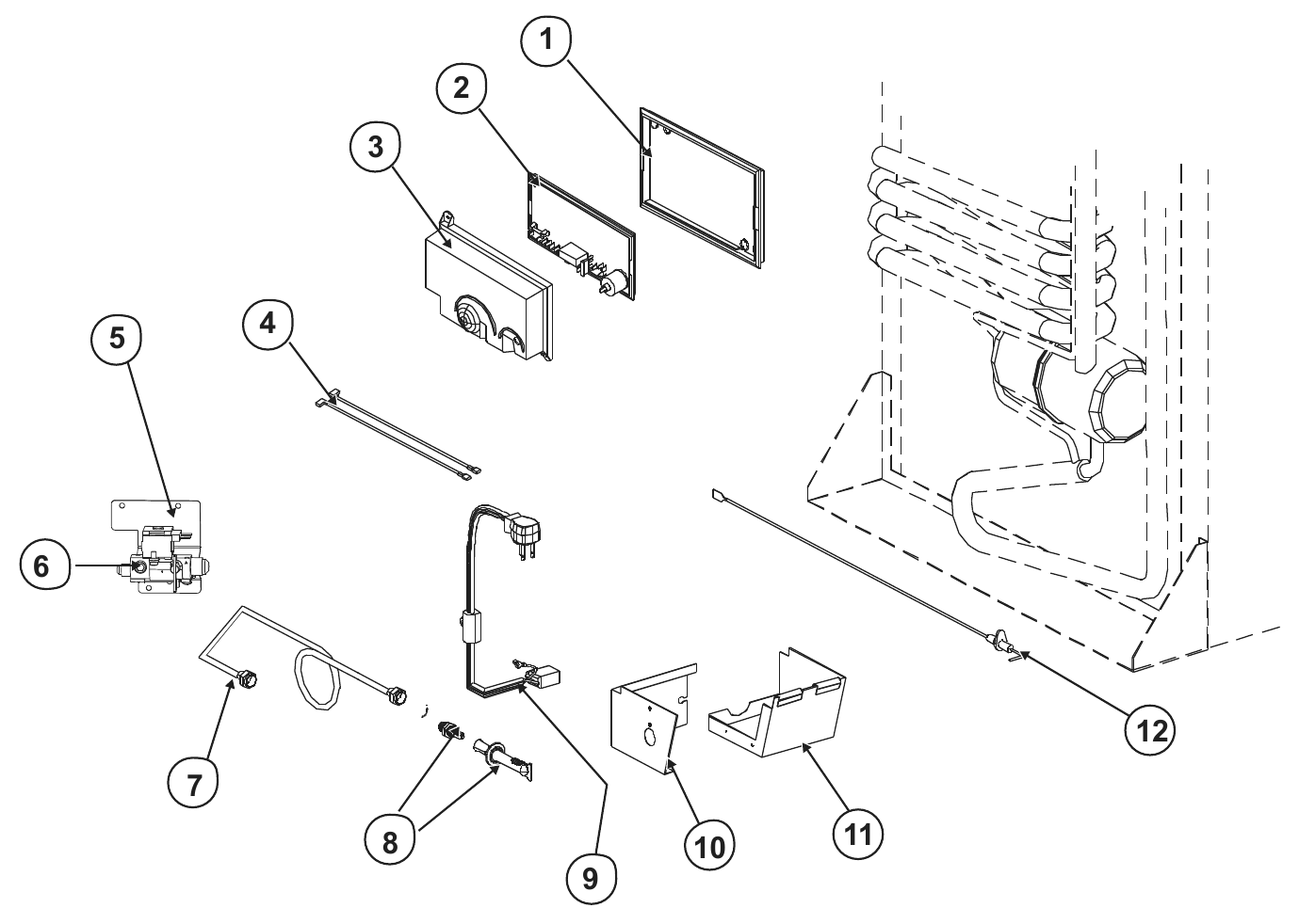 Norcold Rear Controls exploded parts diagram