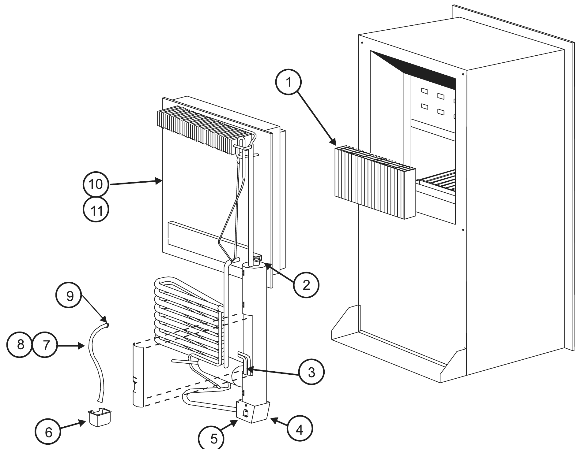 Norcold Cooling Unit & Rear exploded parts diagram