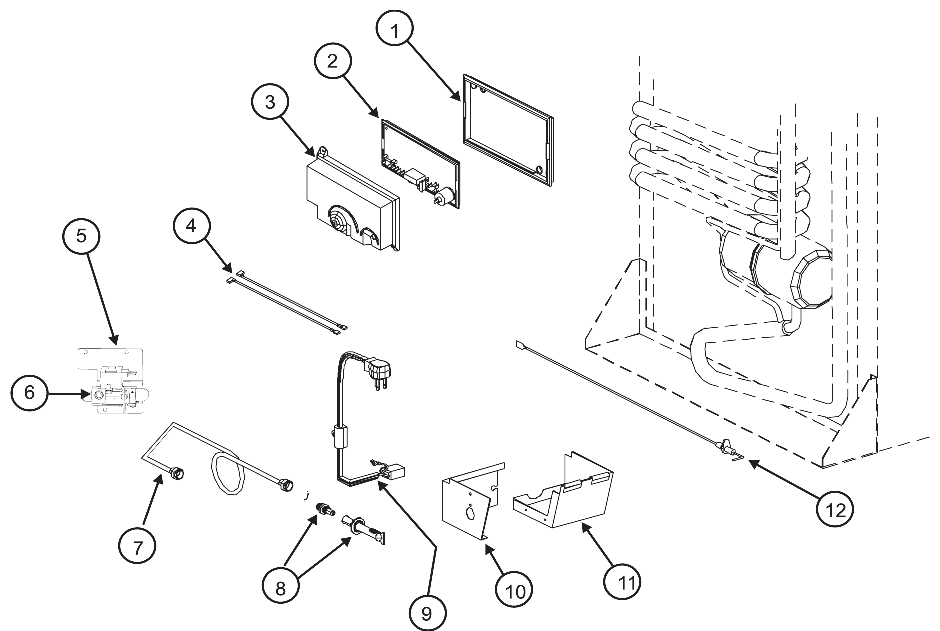 Norcold Rear Controls (SN 656980 & above) exploded parts diagram