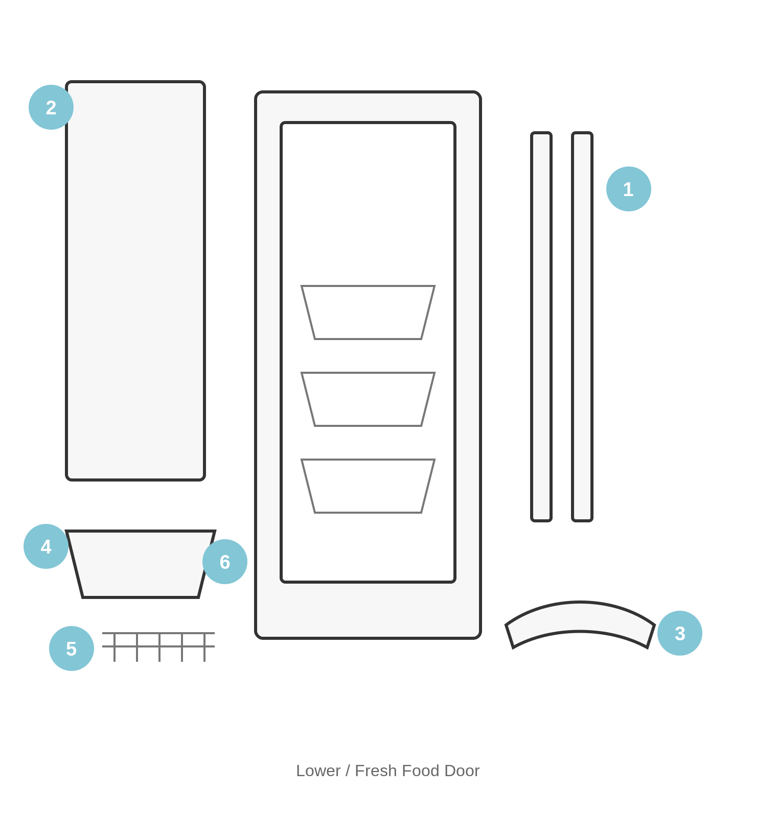Norcold N7 N8 lower fresh food door parts diagram