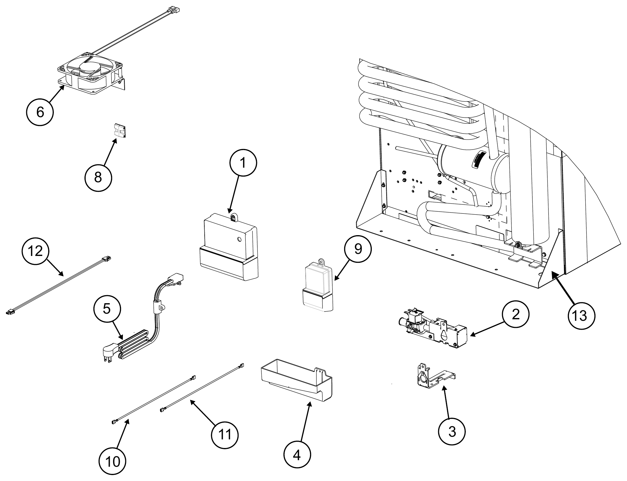 Norcold N7 and N8 Polar rear controls, power & gas exploded parts diagram