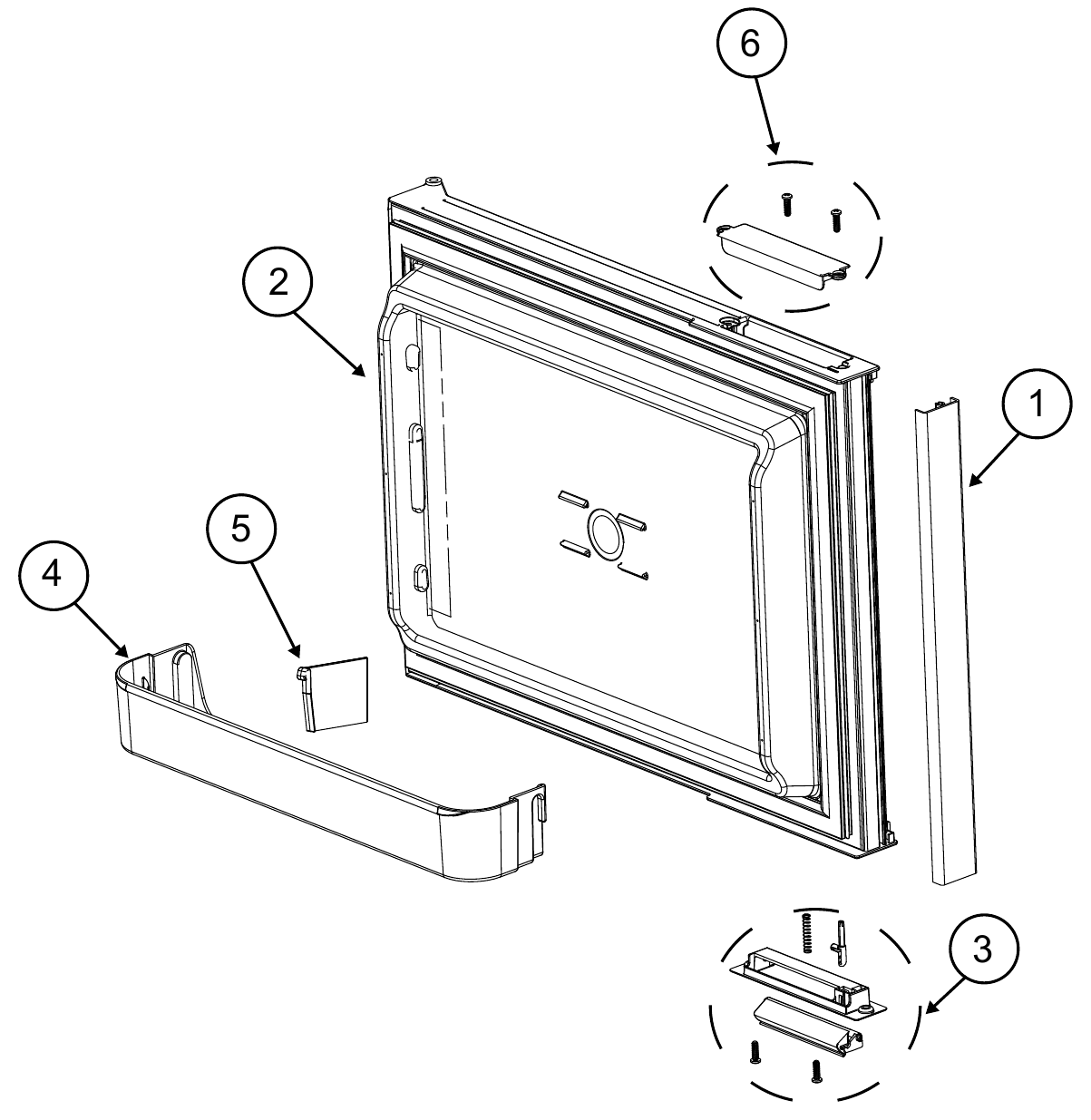 Norcold N7 and N8 Polar upper (freezer) door exploded parts diagram