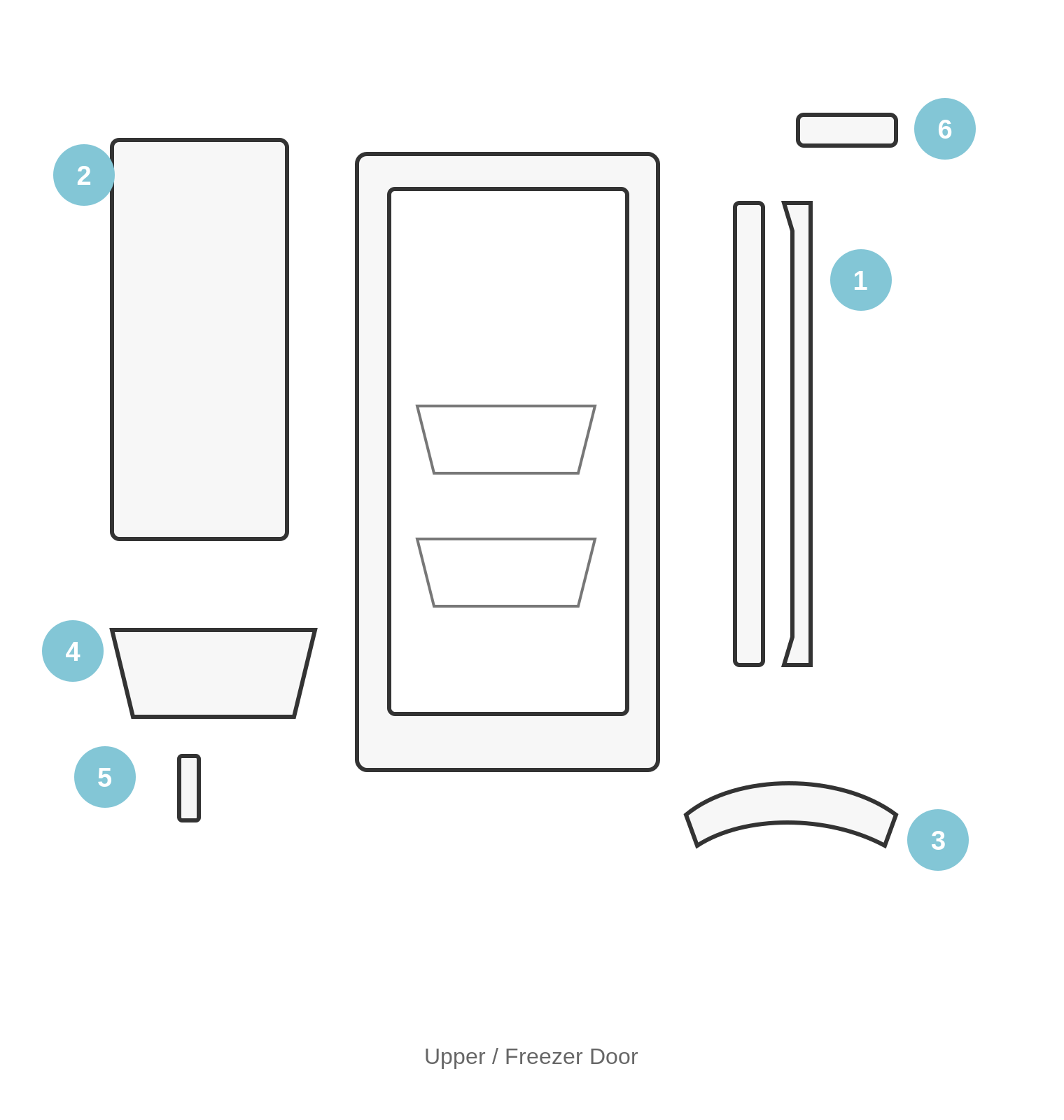 Norcold N7 N8 upper freezer door parts diagram