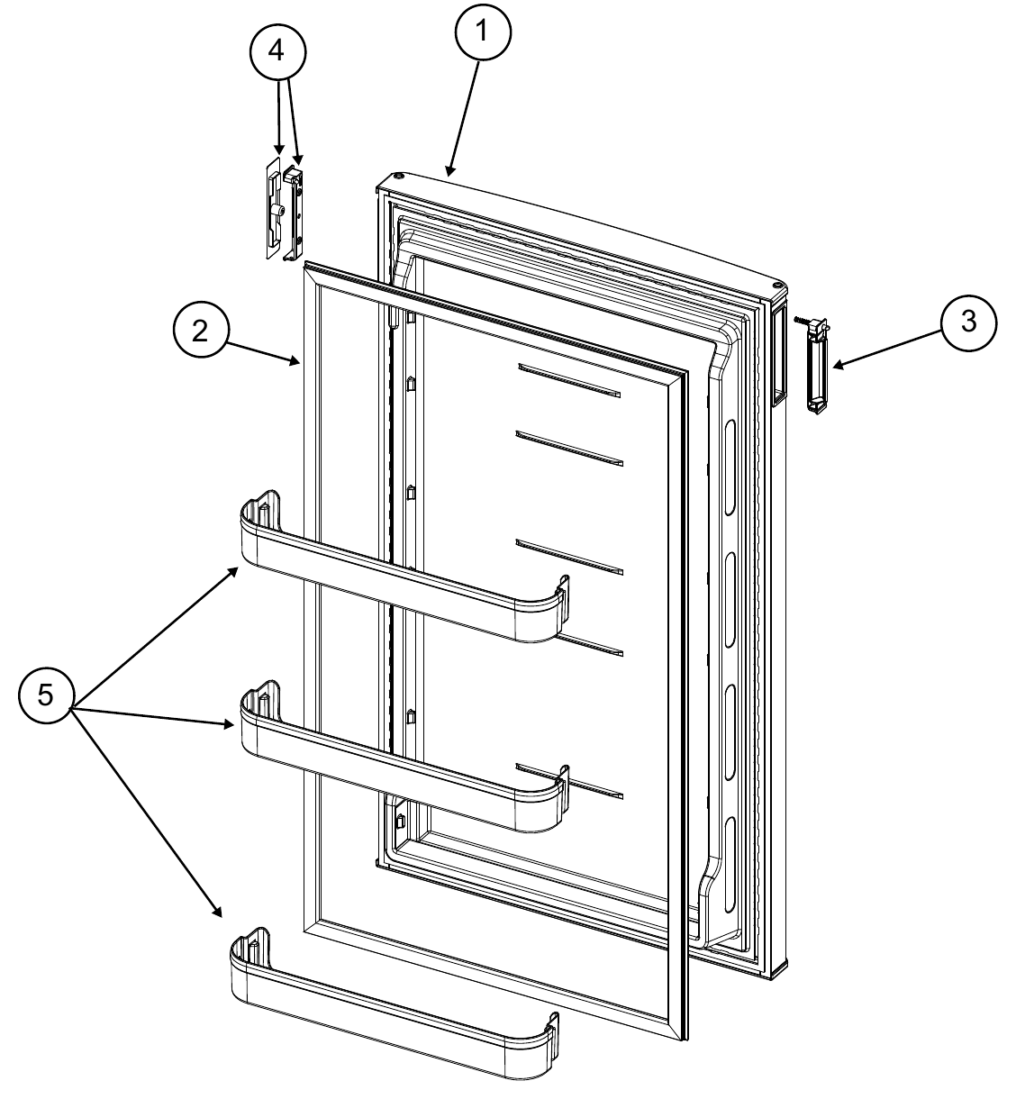 Norcold Lower (Fresh Food) Door exploded parts diagram