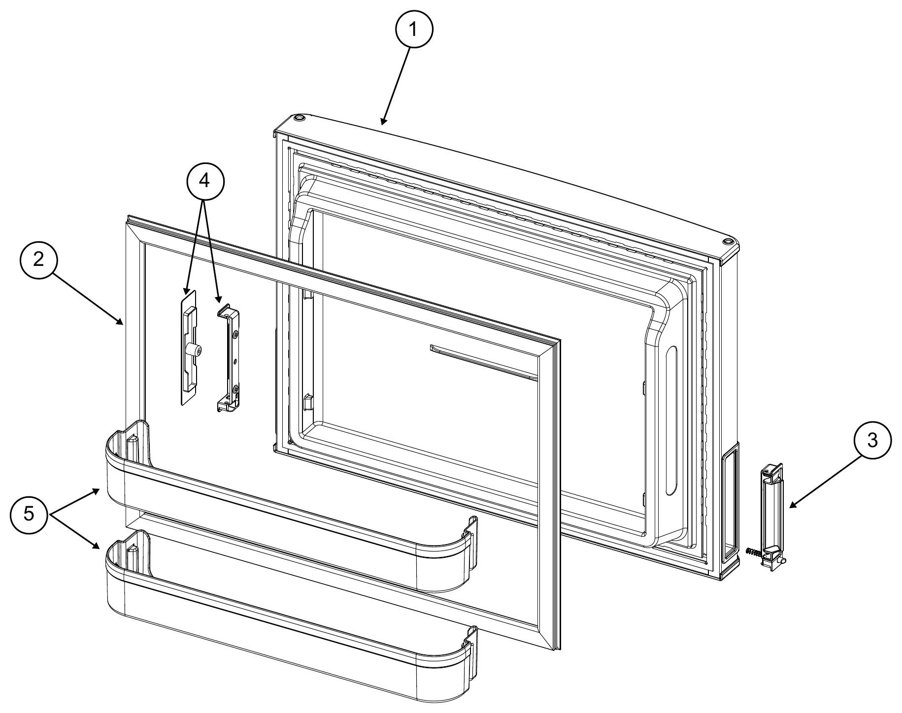 Norcold Upper (Freezer) Door exploded parts diagram