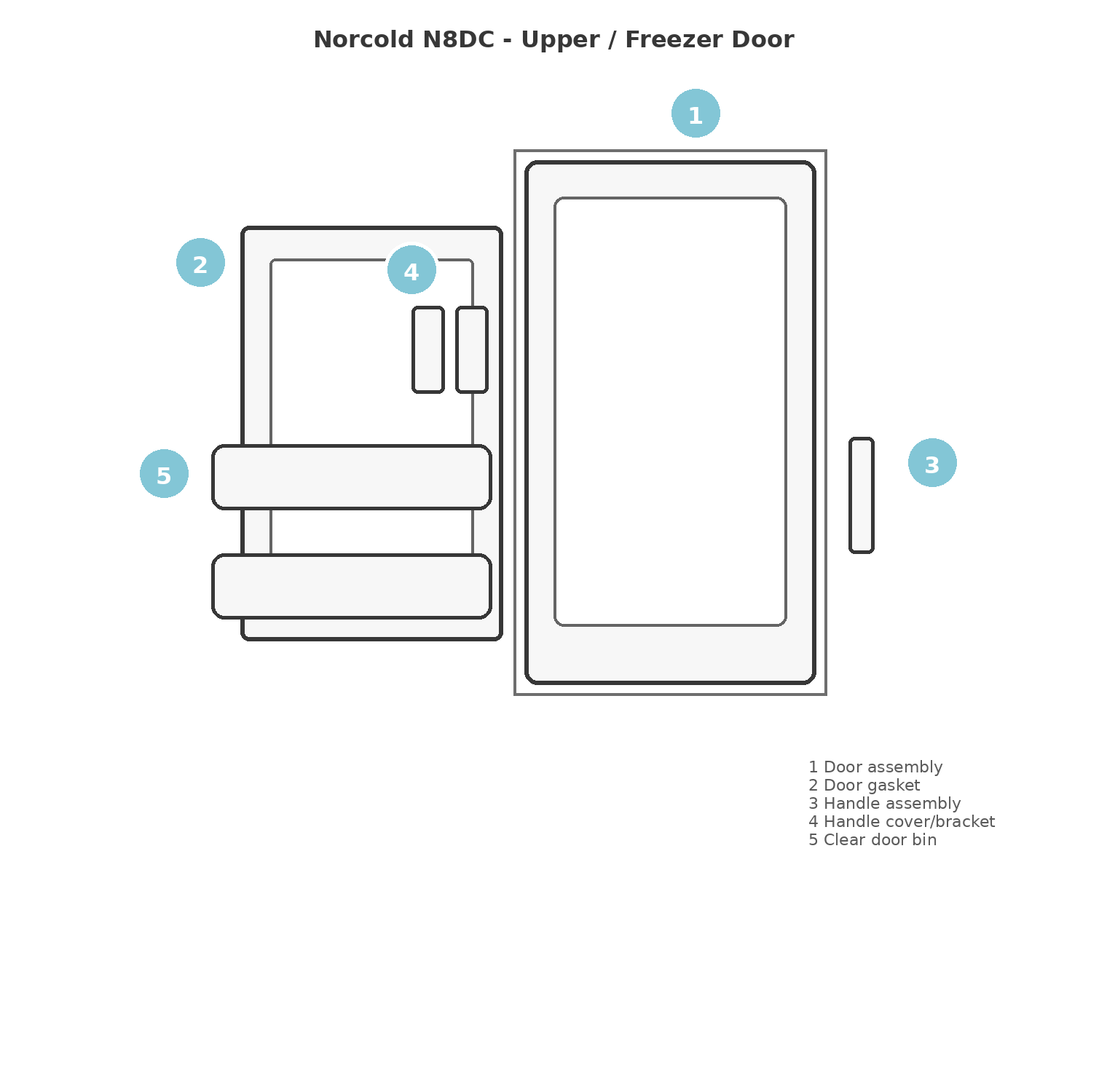 Norcold N8DC upper freezer door parts diagram